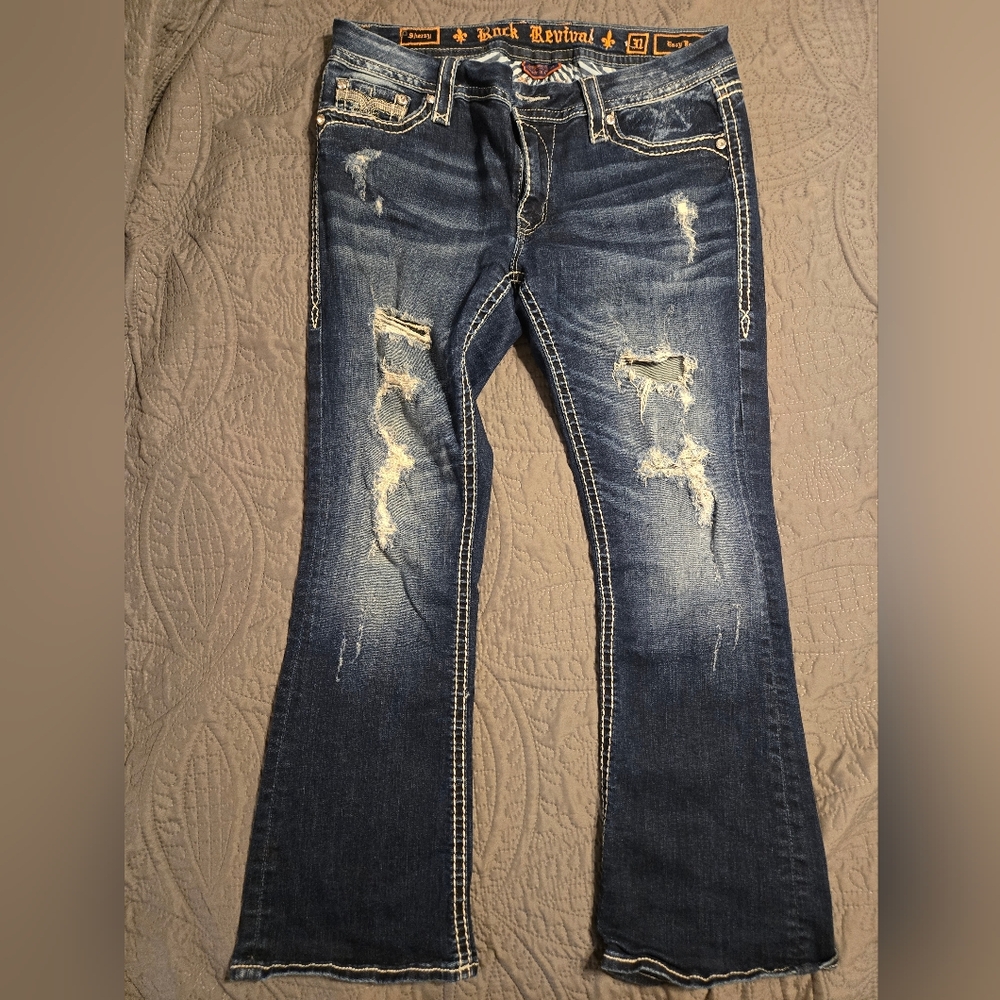 Rock Rivival Distressed Dark Blue Skinny Jeans